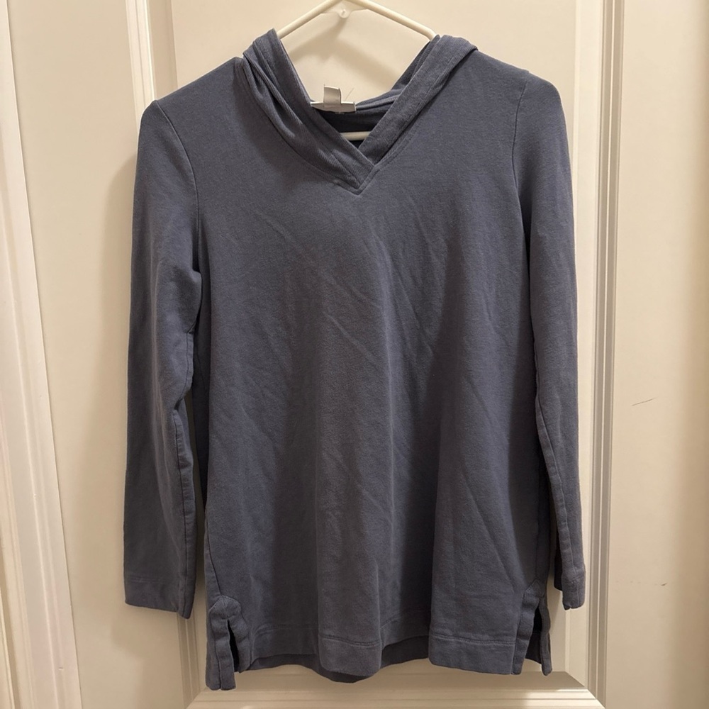 J.Jill Pure Jill Women Pima Cotton Blend Pullover Hoodie Size XS Blue Sweatshirt